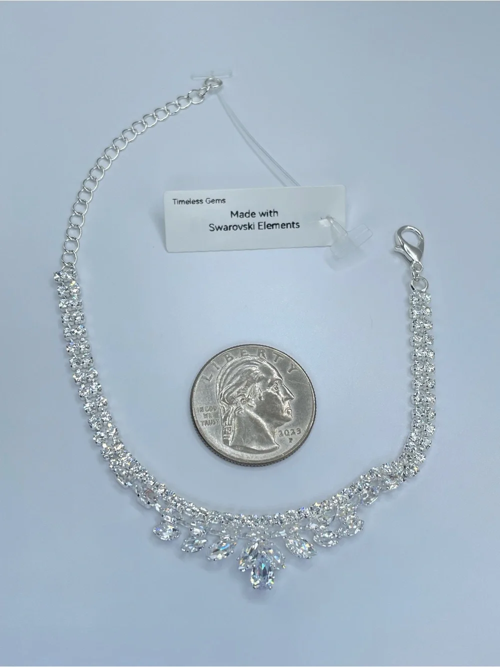 Swarovski Crystal Elements White Crystal Bridal Tennis Bracelet Formal Art Deco